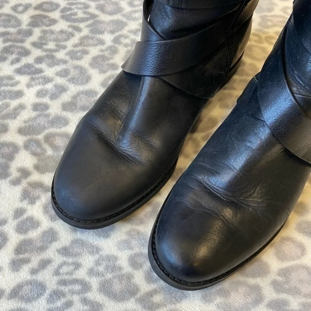 Cole Haan Black Leather Riding Petra‎ Belt II Boots